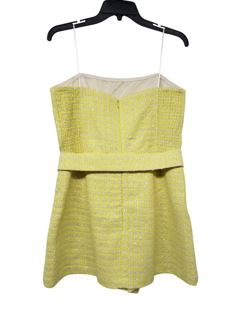 Amanda Uprichard x REVOLVE $250 Fae Yellow Tweed Belted Strapless Mini Dress - Picture 9 of 15